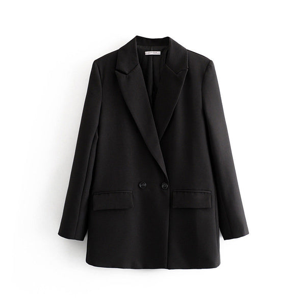 Blazer ample à boutonnage croisé — Noir, Marron & Beige