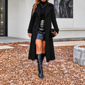 Manteau long croisé — Noir & Gris — Noir — photo sans texte